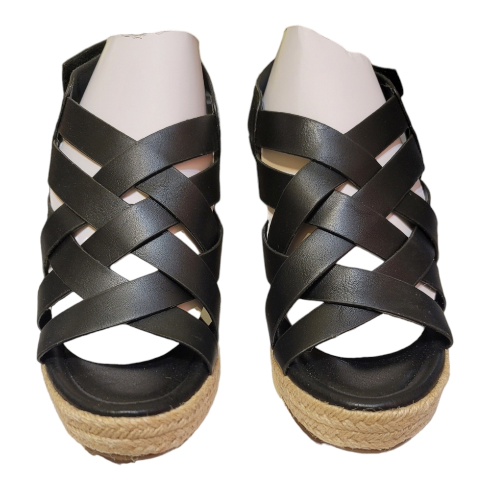 Evans Women's Cage Calita Faux Leather Black Mule Sandals, Size 10 Extra Wide - Picture 10 of 10